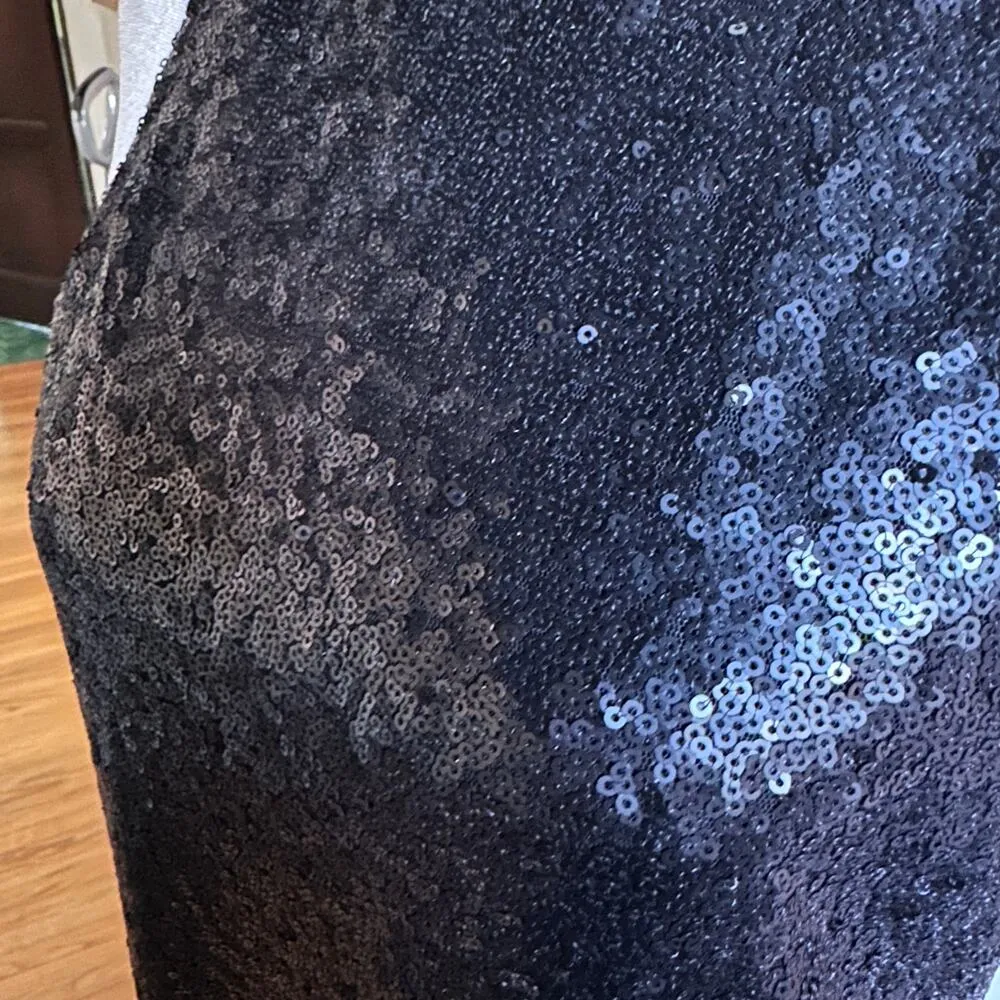 FREE PEOPLE Liquid Shine Black Sequin High Neck Cocktail mini dress Extra Small - Image 4