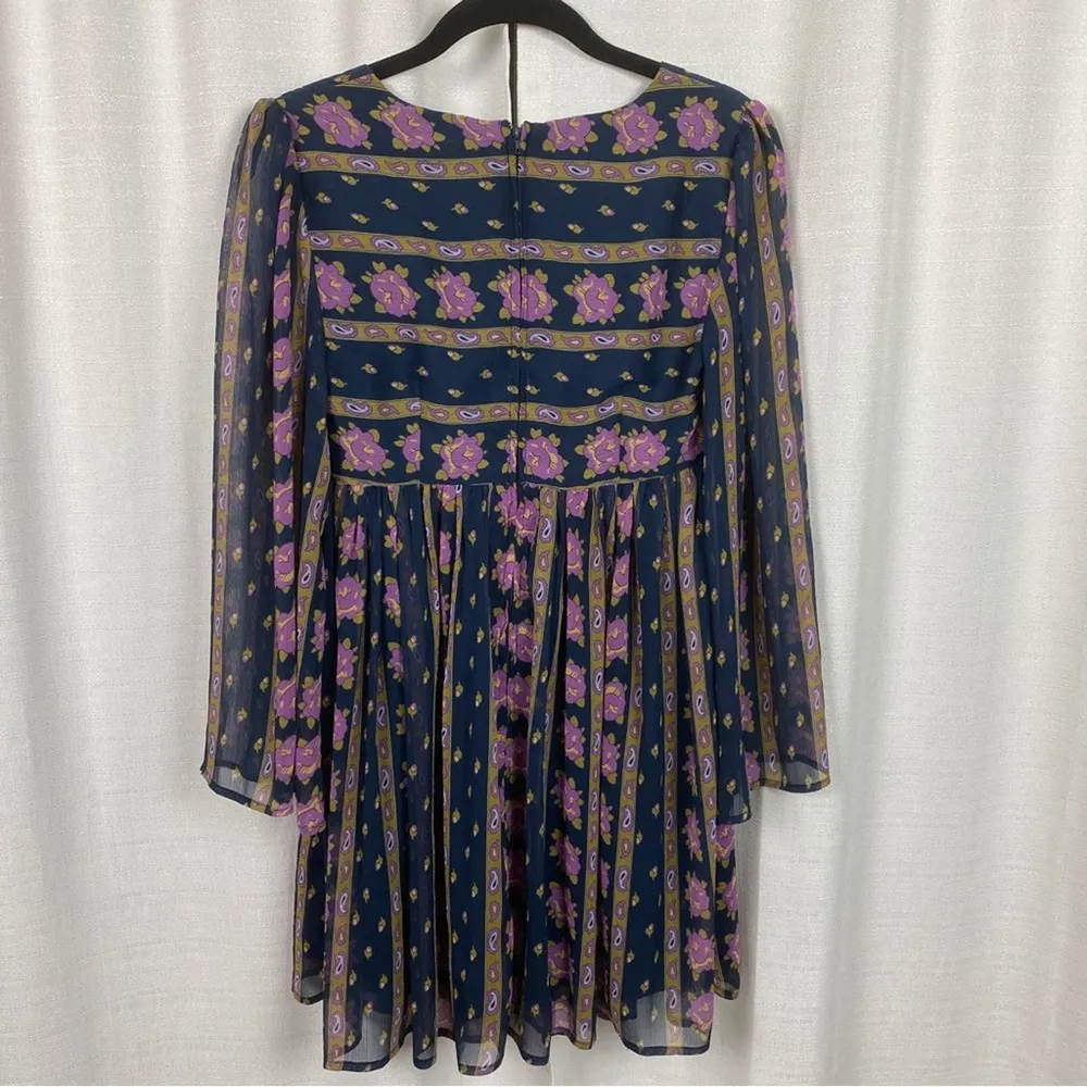ModCloth Blue&Purple Floral Sweet Sixties Retro Babydoll Dress Sz.0 - Image 11