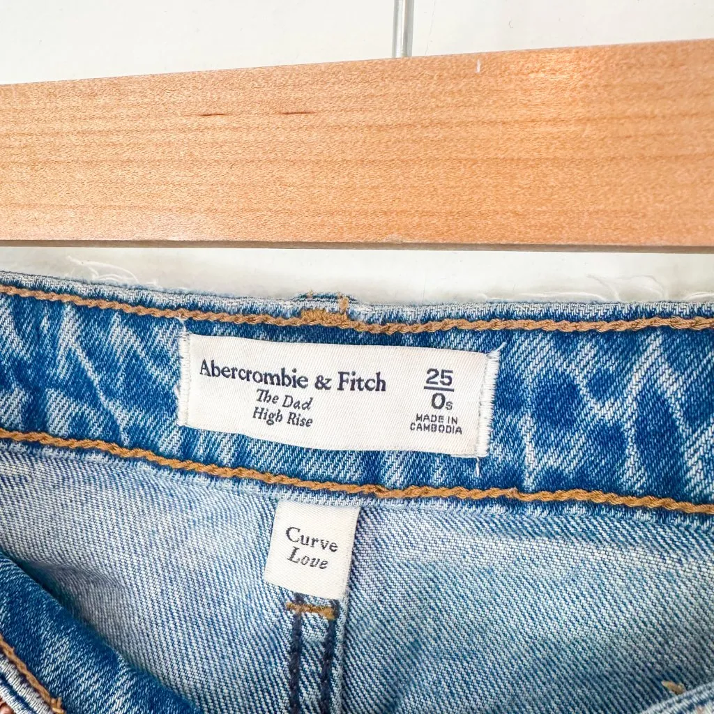 Abercrombie | Curve Love The Dad‎ High Rise Jeans Double Knee Destroy Size 25 - Image 5