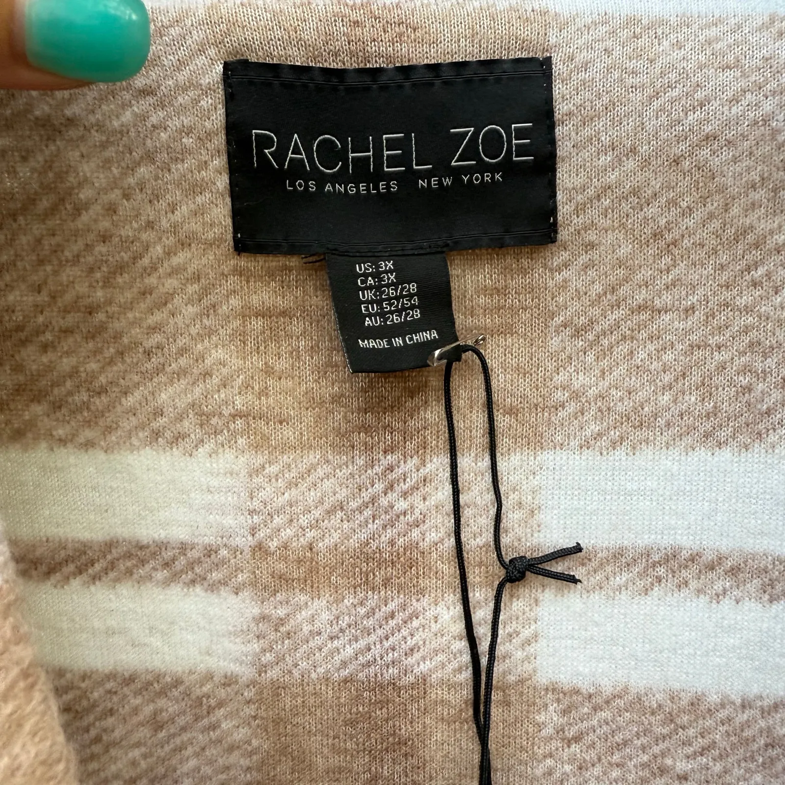 Rachel Zoe Brown Cream Plaid Print Peacoat Single Button Wool Blend 3X NWT - Image 4
