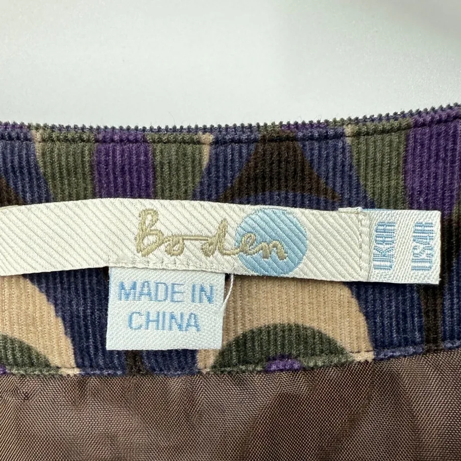 Boden Dress Womens Corduroy Needlecord Peacock Shift 3/4 Sleeve Purple Size 4‎ - Image 2