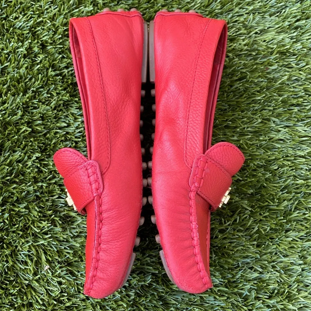 Tory Burch Flats Genuine Leather Moccasins Red & Gold Women’s 7.5 (Preowned) - Image 3