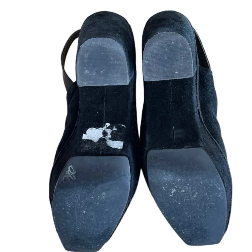 Kors By Michael Kors Quincy Black Suede Sling Back Heeled Clogs Size 8.5 - Image 4