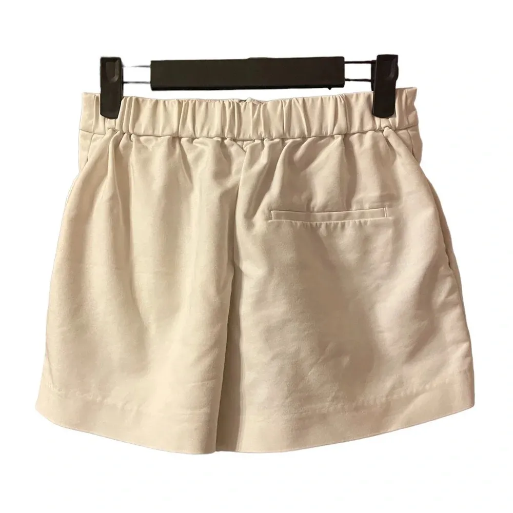 PHILLIP LIM WHITE ZIP FRONT PLEATED SHORTS - Image 2