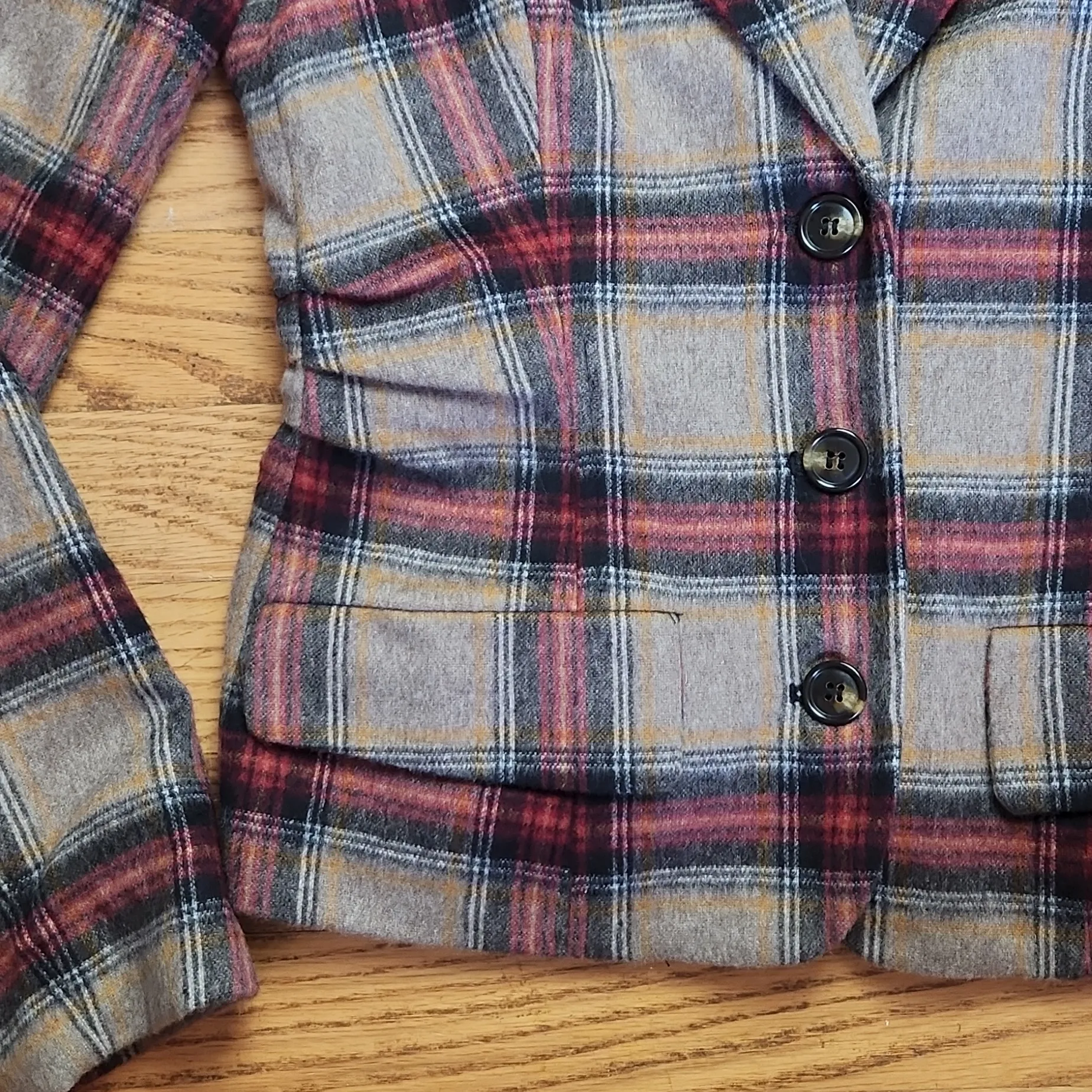 L.A.M.B. Red and Brown Plaid Blazer - Image 2