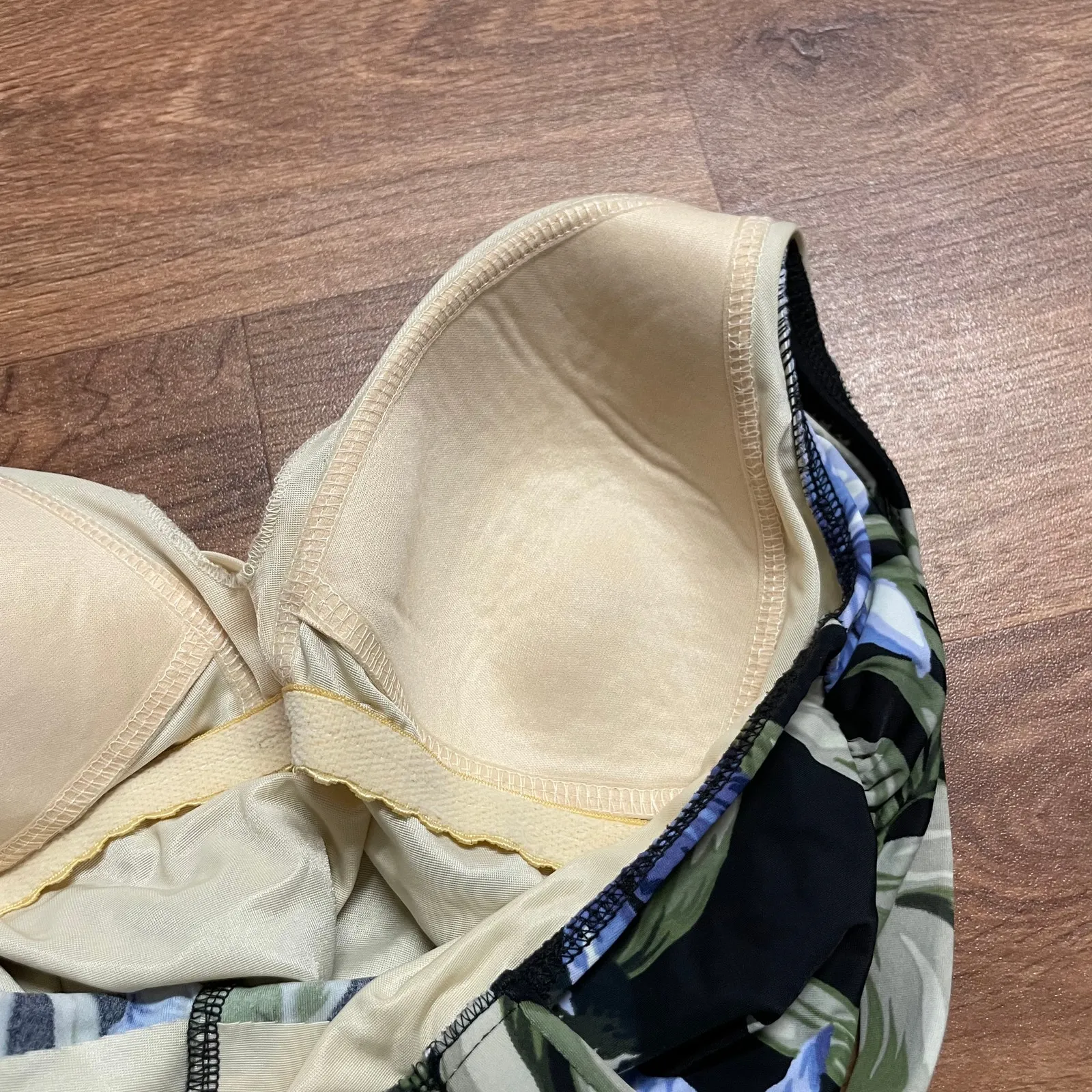 Lands End Womens Black Blue Green Floral Wrap Front One Piece Swim Suit Size 10 - Image 5