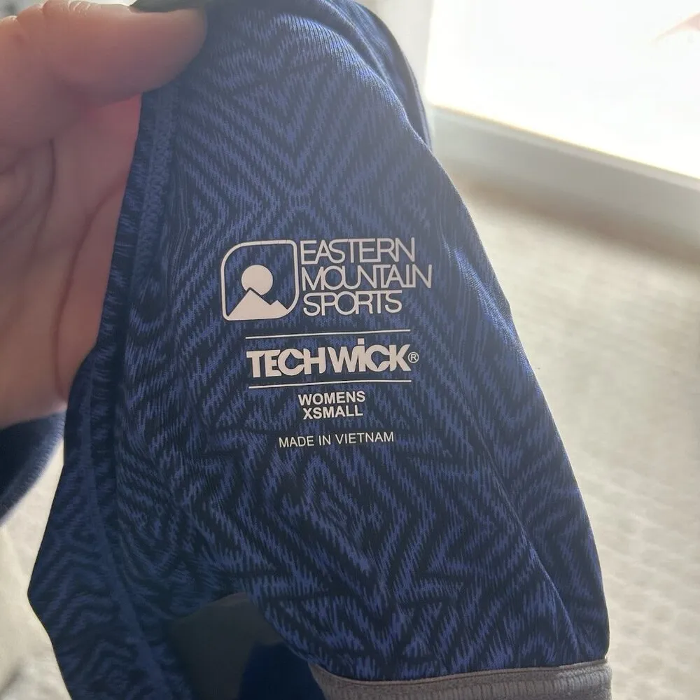 EMS Eastern Mountain Sports Womans XS Sport Workout Shirt Blue Black Racer Back - Image 7