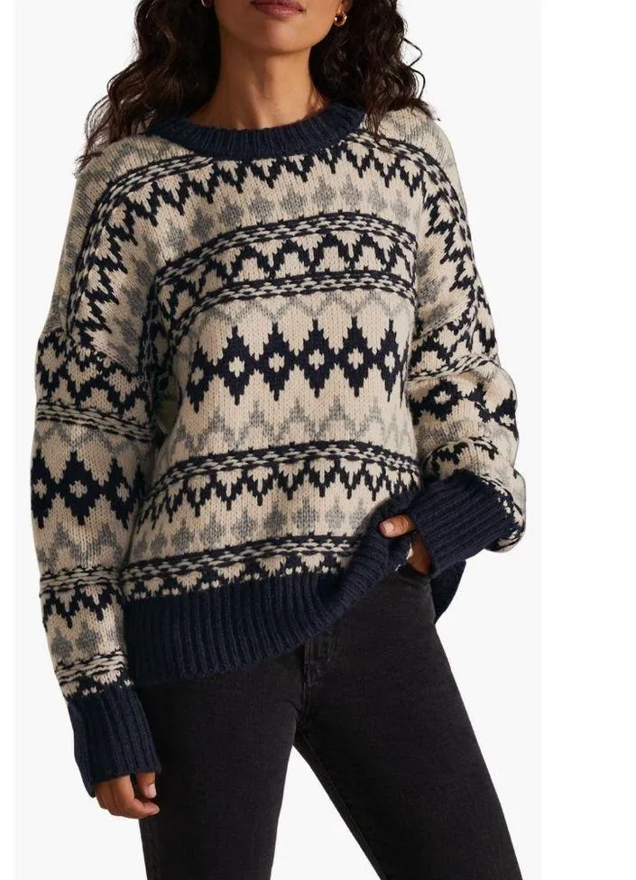 Favorite Daughter ‘Tis The Season Sweater &Hat Set, Blue/Grey Fair Isle Sz M NWT Size M - Image 3