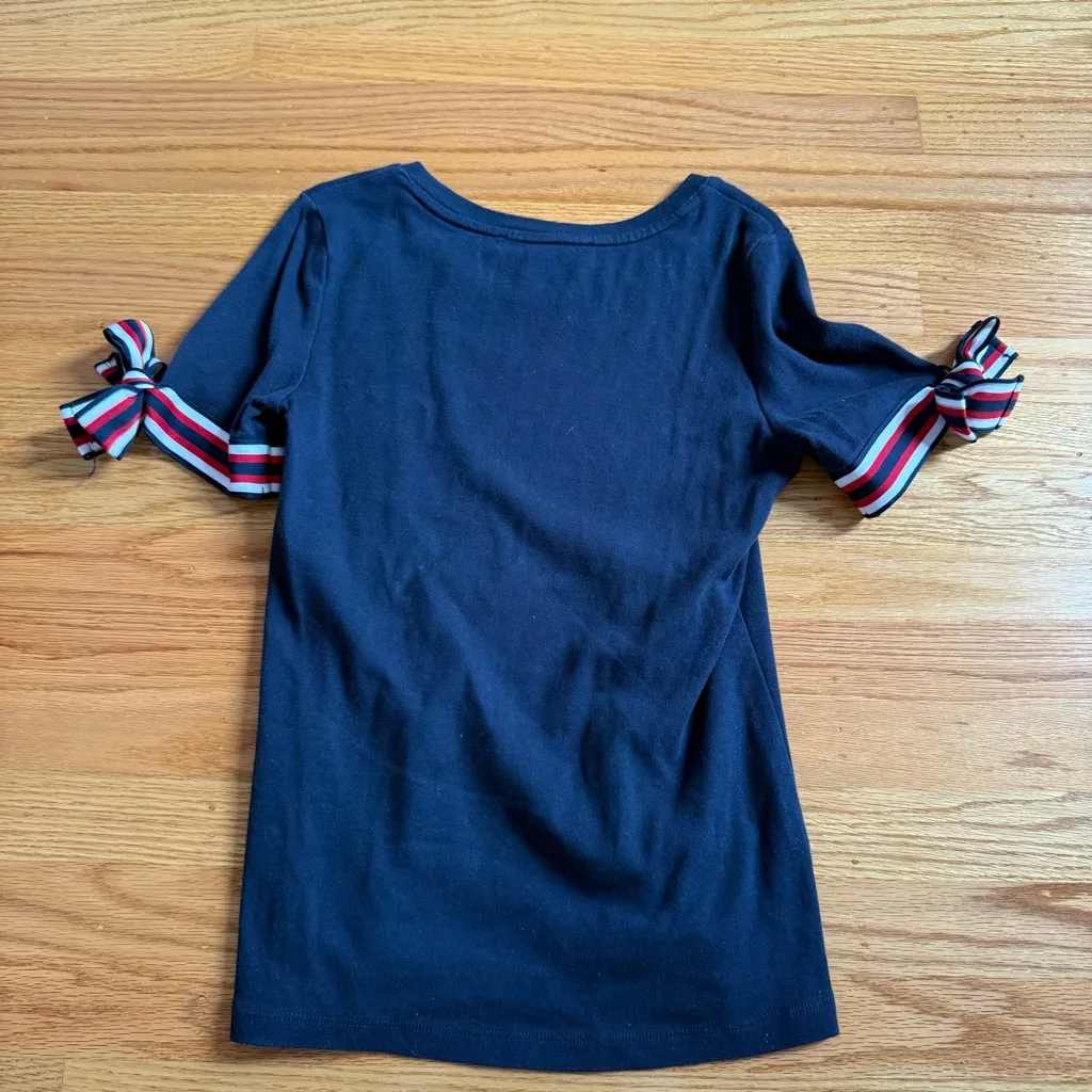 Tommy Hilfiger navy blue short sleeve bow tie sleeves tee XSmall 100% cotton - Image 4