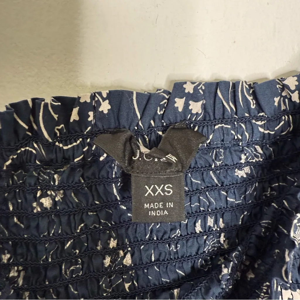 J.Crew Smocked Puff-Sleeve Midi Dress Navy Floral XXS - Image 9