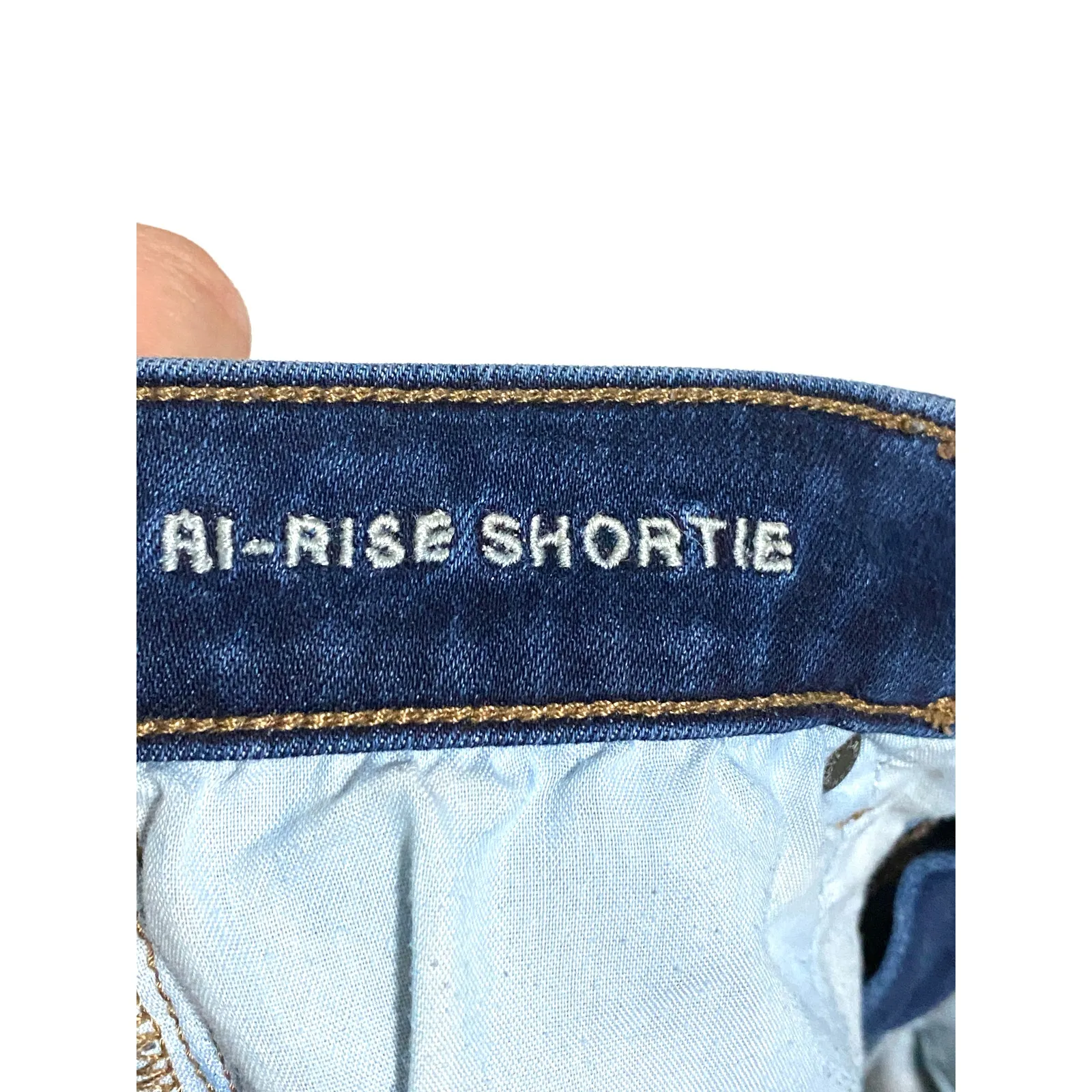 American Eagle Hi Rise Shortie Jean Shorts 4 Stretch Distressed Destoyed Raw Hem - Image 8