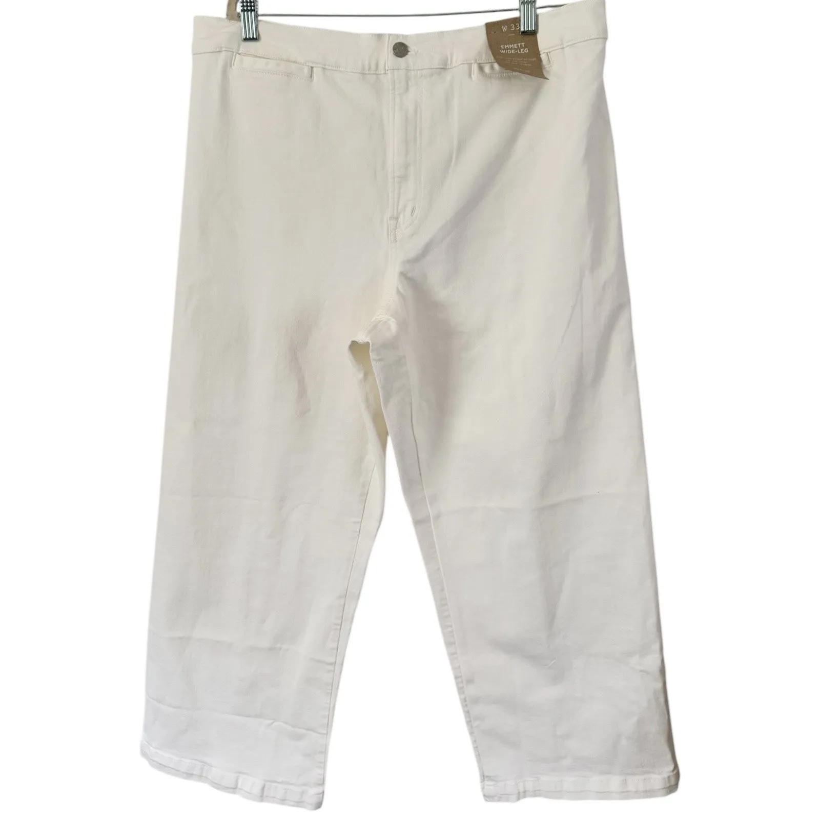 NWT Madewell Emmett Wide Leg Cropped Welt Pocket White Jeans Size 33 - Image 4