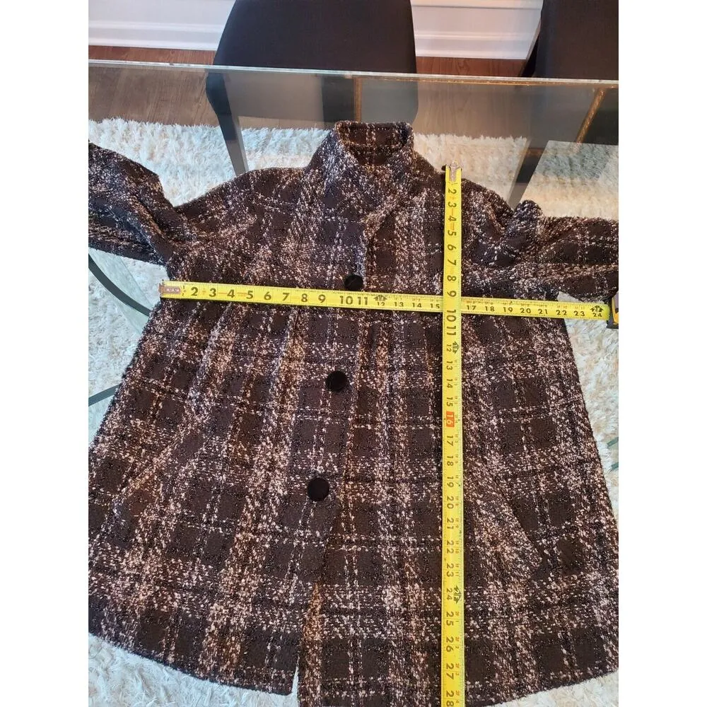 Davi Antte Women's Gray & White Plaid Long Sleeve Buttons Front Jacket Coat XL - Image 8