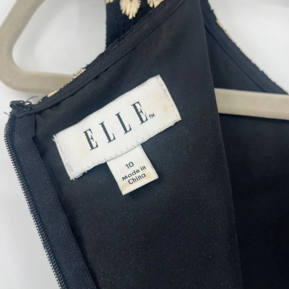 ELLE Lace Floral Dress Sz 10 Black Dainty CottageCore Embroidered Fairy Grunge - Image 10