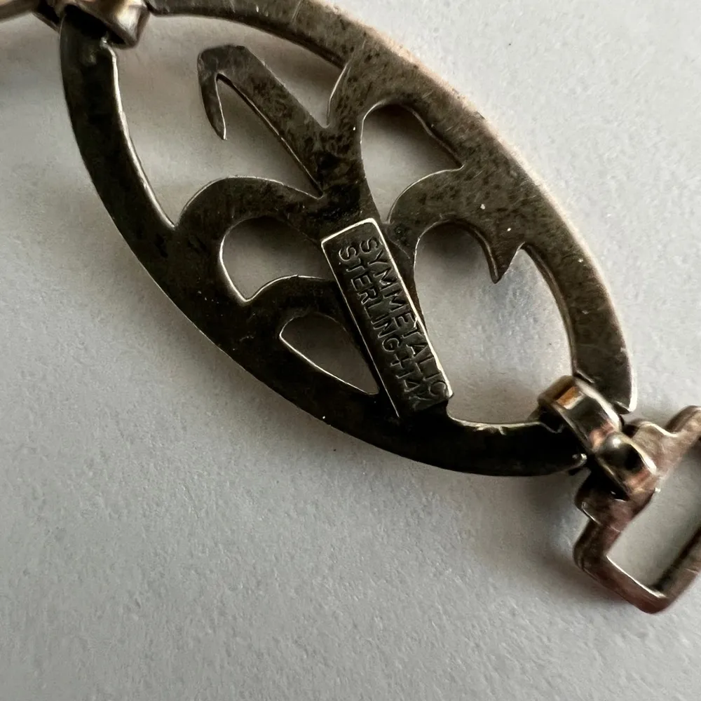 Antique Vintage 1920s 14K Yellow Gold & Sterling Silver Link Panel Bracelet - Image 2