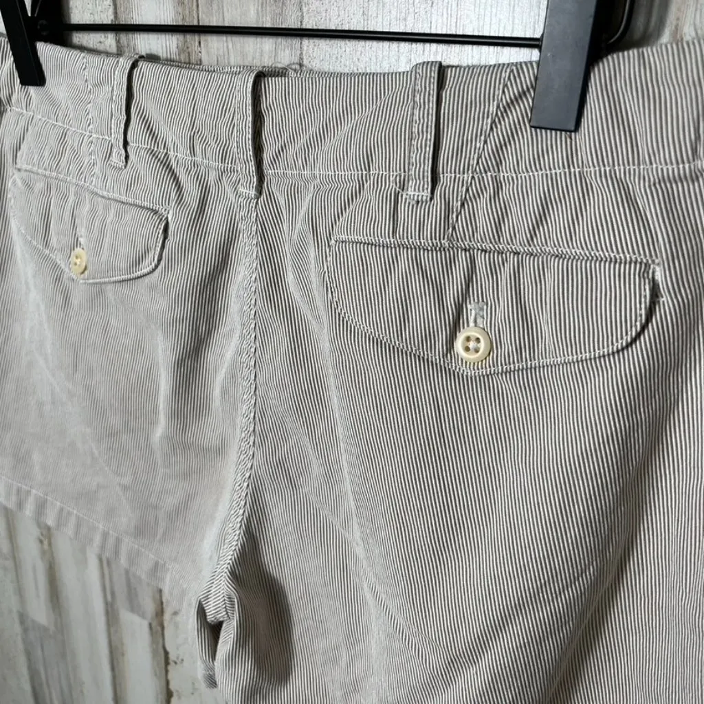 Vintage Y2k Polo Ralph Lauren Sport Cream White Pin Stripe Mini Shorts Womens‎ 8 - Image 4