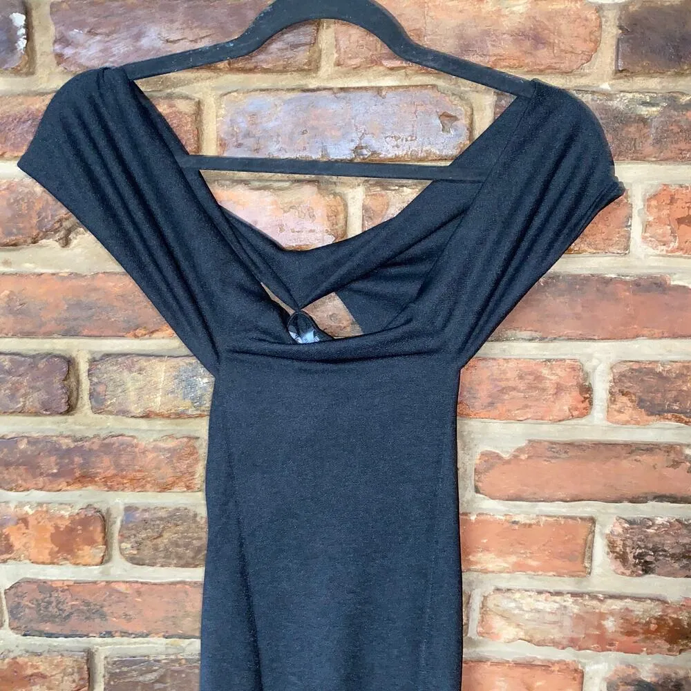 NWT PrettyLittleThing Black Bardot Frill Hem Midi Dress Women's Size 6 - Image 3