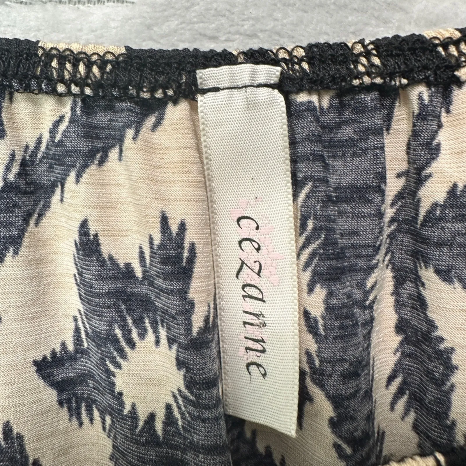 Cezanne Womens M Dress Black Tan Ikat Print Bell Sleeve Boho Chic Festival Retro Size M - Image 6