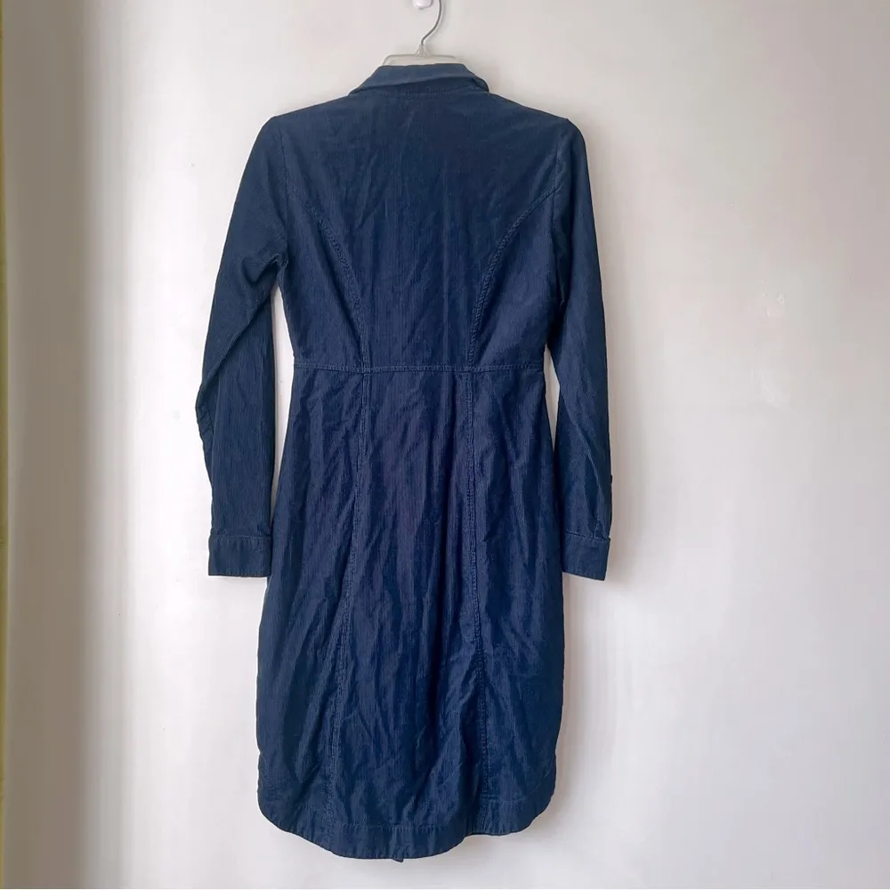 Maeve Navy Blue Corduroy Winchester Waist Tie Shirt Dress 0 - Image 8