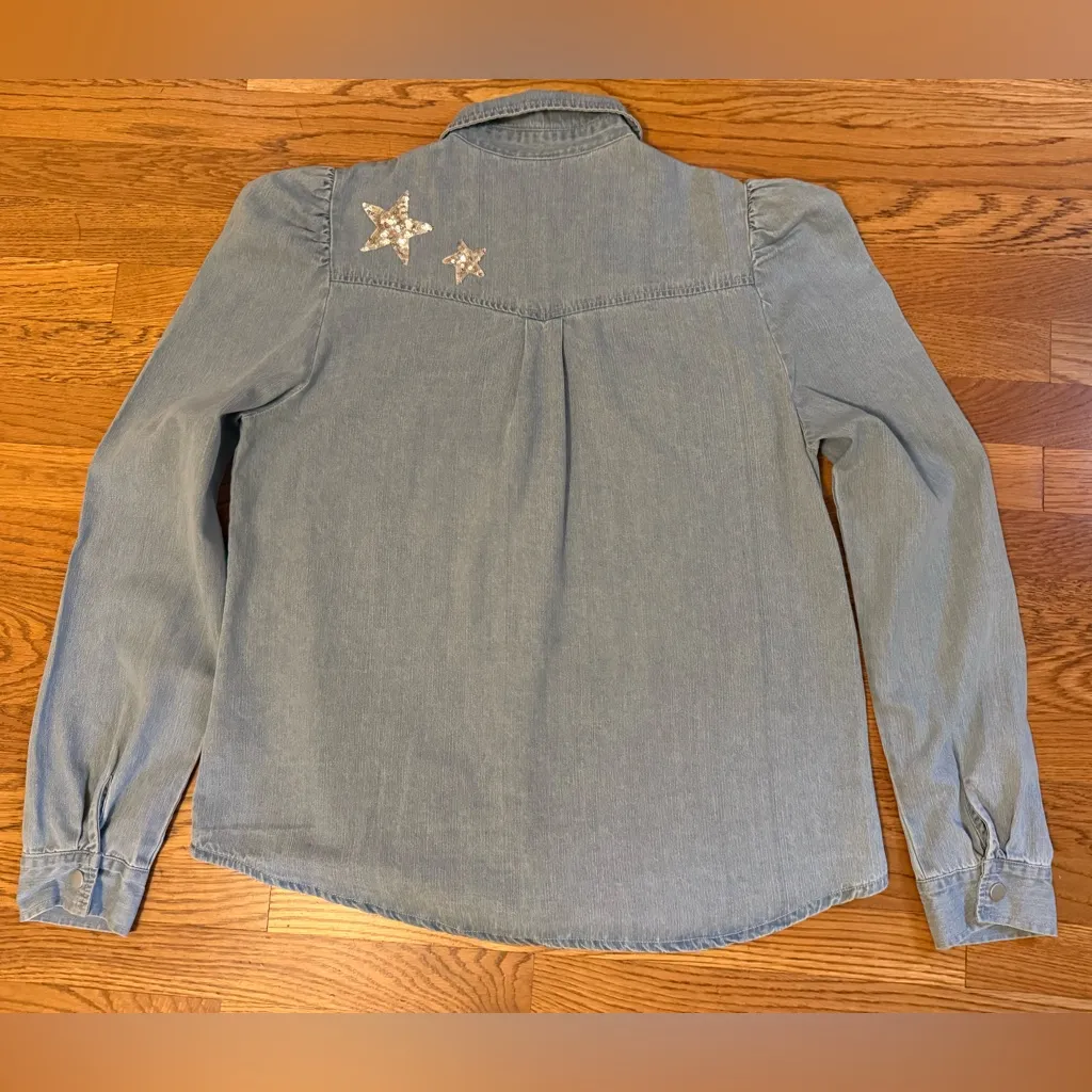 NWOT Western star Sequin button up Shirt size M Blue Size M - Image 4