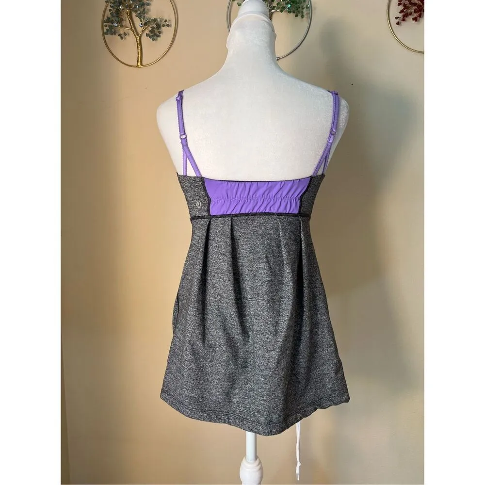 Lululemon Heathered Gray Purple Yogi Dance Tank Top Size 4 - Image 2