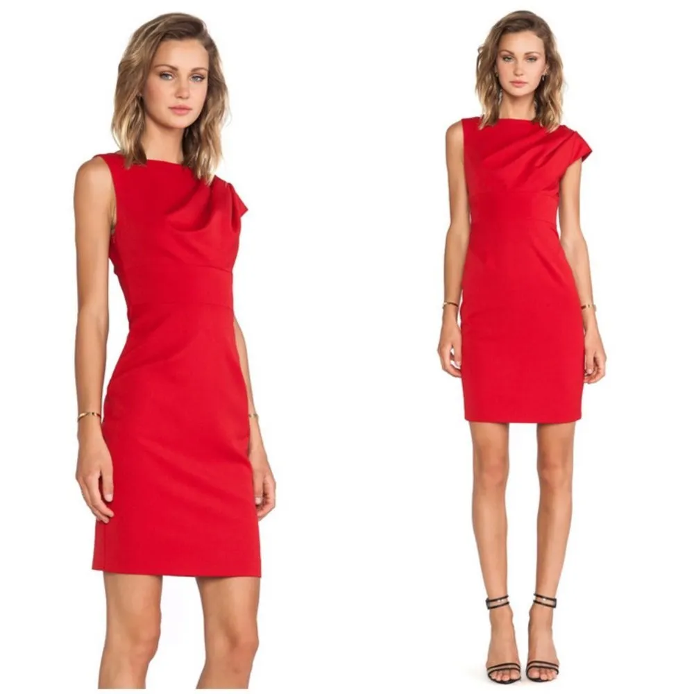 💕 BLACK HALO💕 Alexander Sleeveless Sheath Gathered Dress ~ Pink 2 NWOT - Image 8