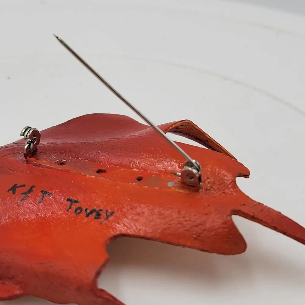 Vintage K & T Tovey Maple Tree Leaf Brooch/Pin Red Orange Autumn Fall Fashion - Image 9