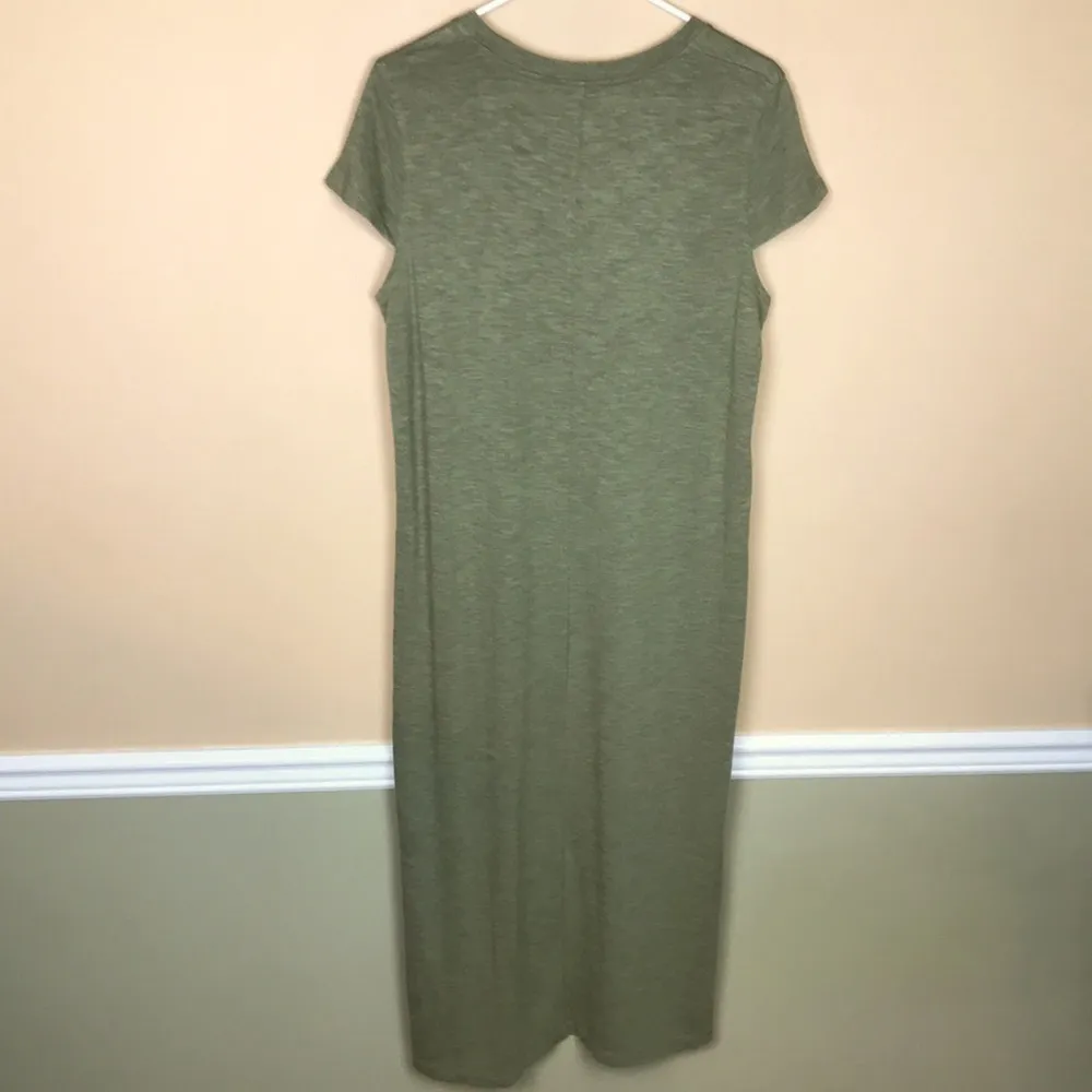 Jessica Simpson Women’s Olive Green Side Slit Hi-Low Short Sleeve Shirt Dress - Image 5