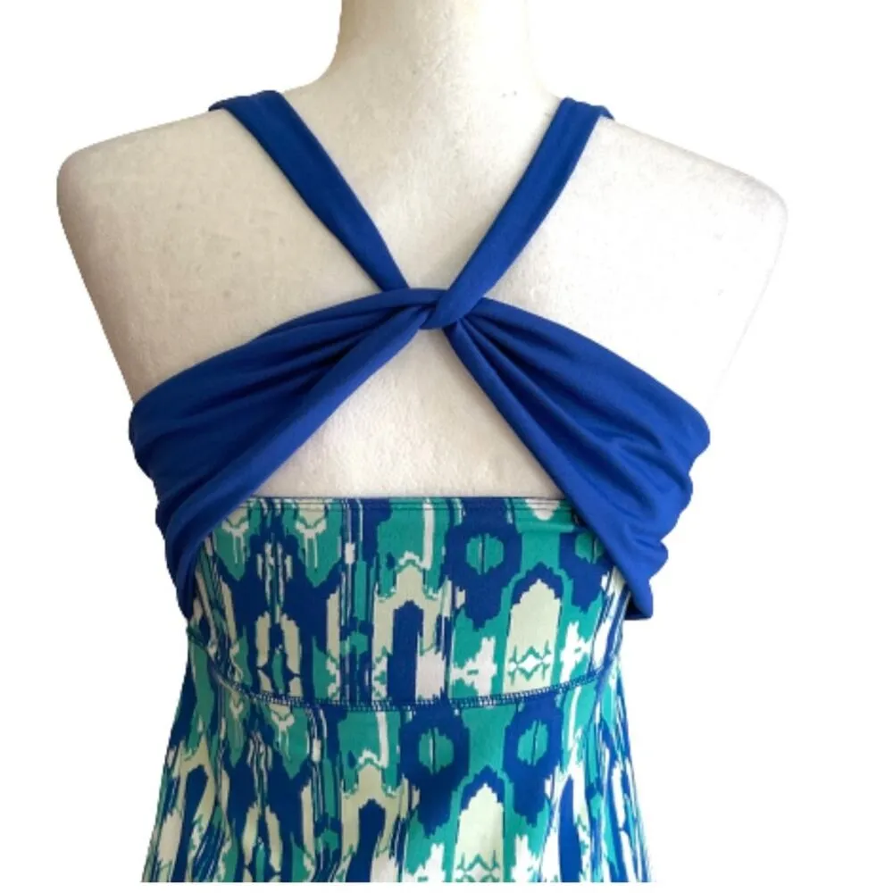 Soybu Dress Blue Green Print Strappy Twist Back Athletic Casual Stretch Size XS - Image 5