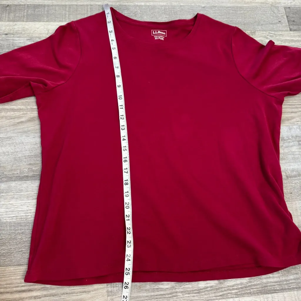 L L Bean dark red short sleeve tee womens 1X plus size O10 - Image 5
