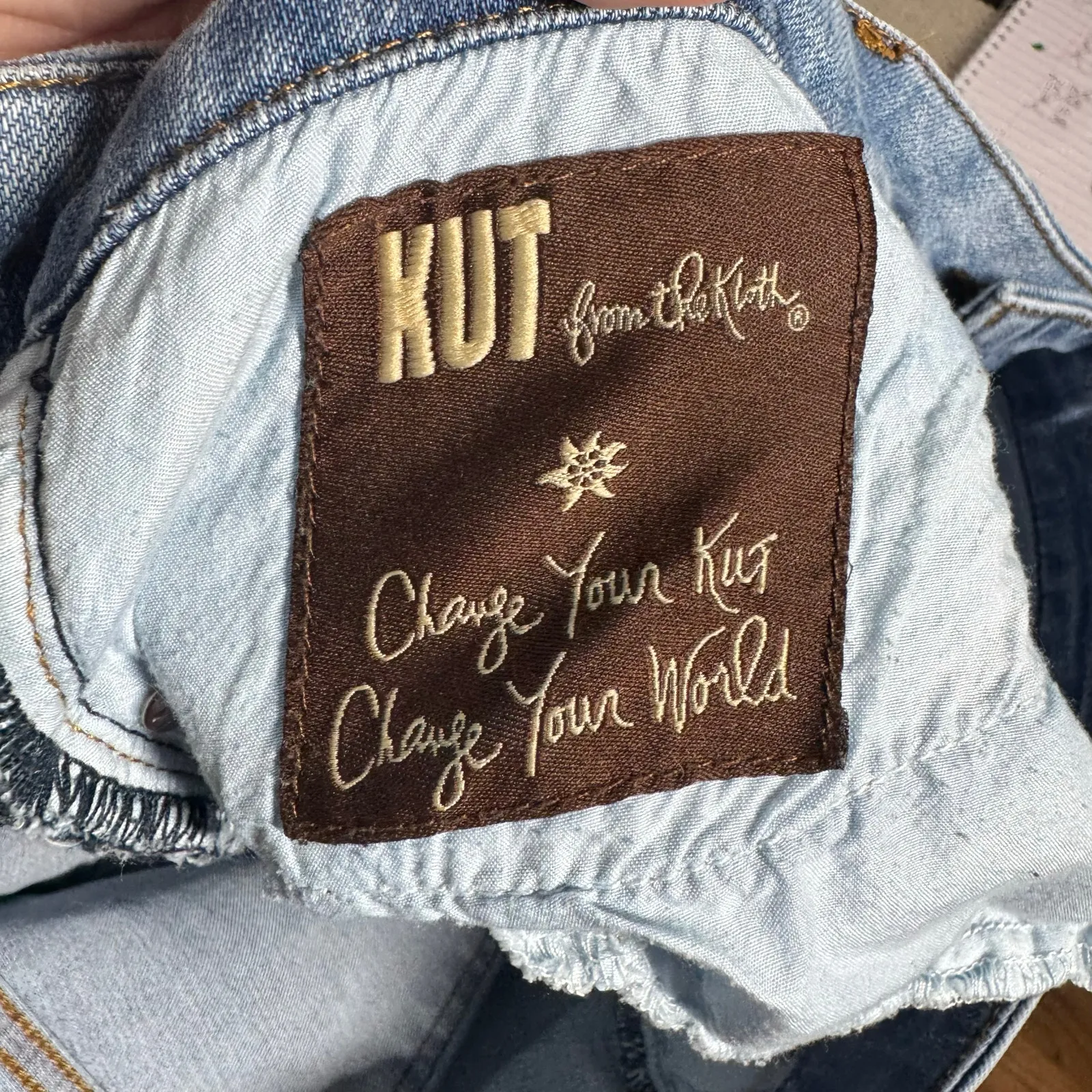 Kut From The Kloth Wide Leg Raw Hem Denim Jean Women Blue Minimal Modest Boho - Image 10