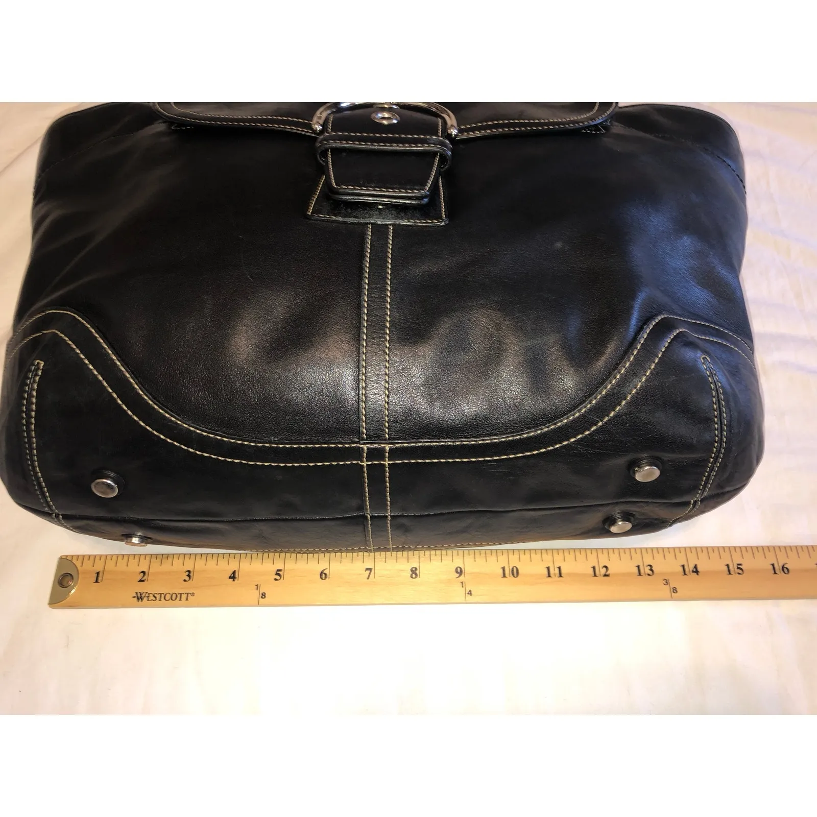 Vintage Coach Soho 5570 Large Carry All Bag Black Y2K Contrast Stitch Buckle - Image 10