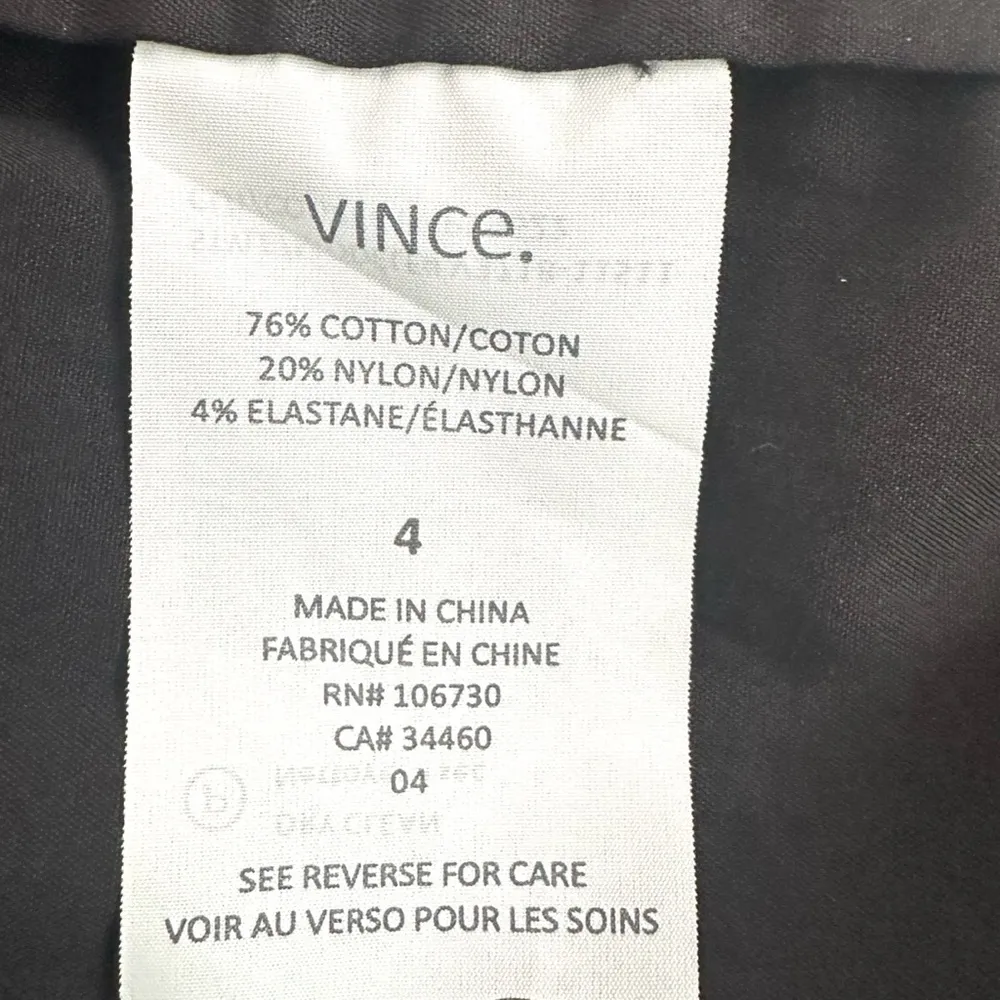 Vince Black Cotton Blend Spread Collar Split Neck Classic Blouse - Image 4