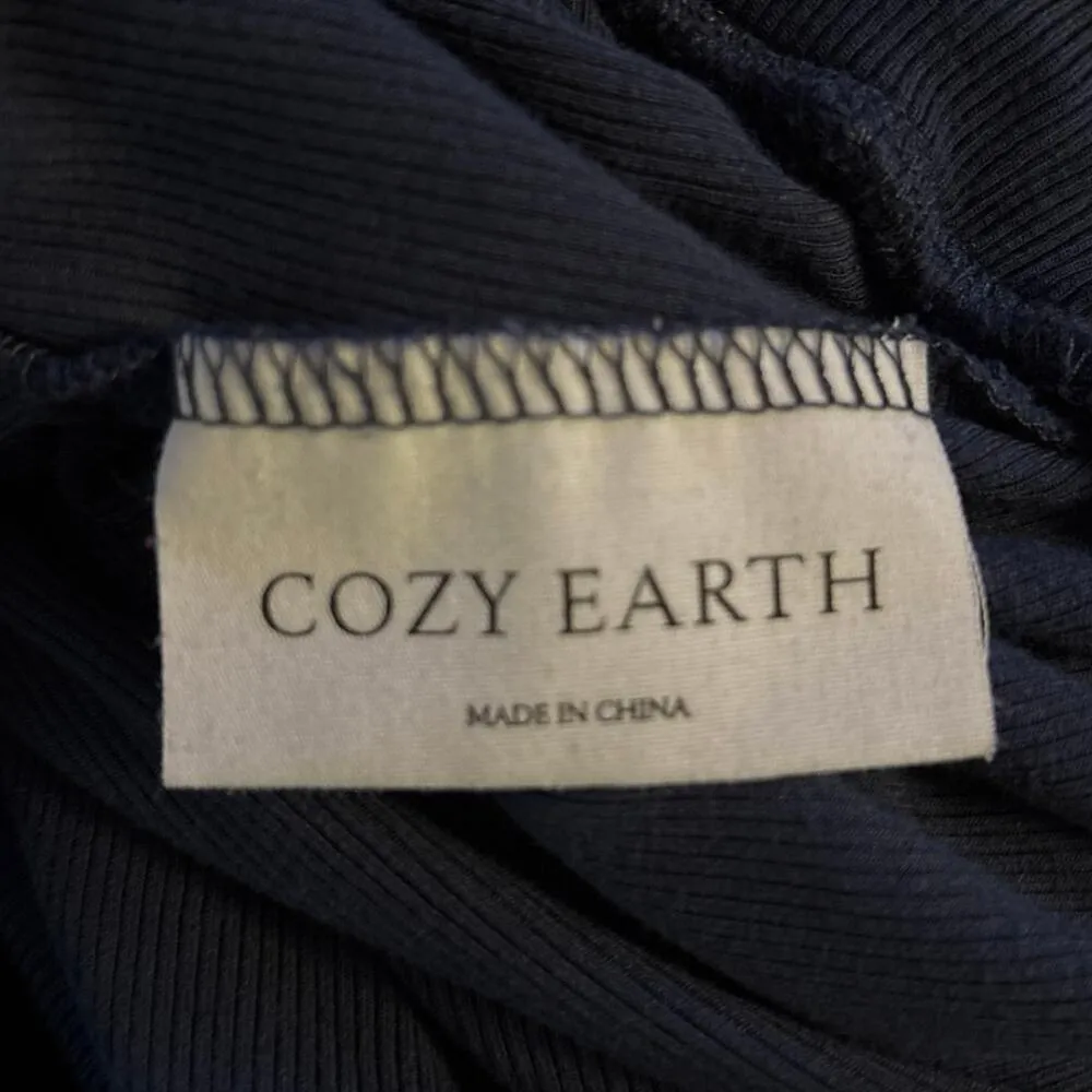 Cozy Earth Plus XXXL Ribbed Wide Leg Crops Pants Pajama Lounge Navy Blue Bamboo Size undefined - Image 4