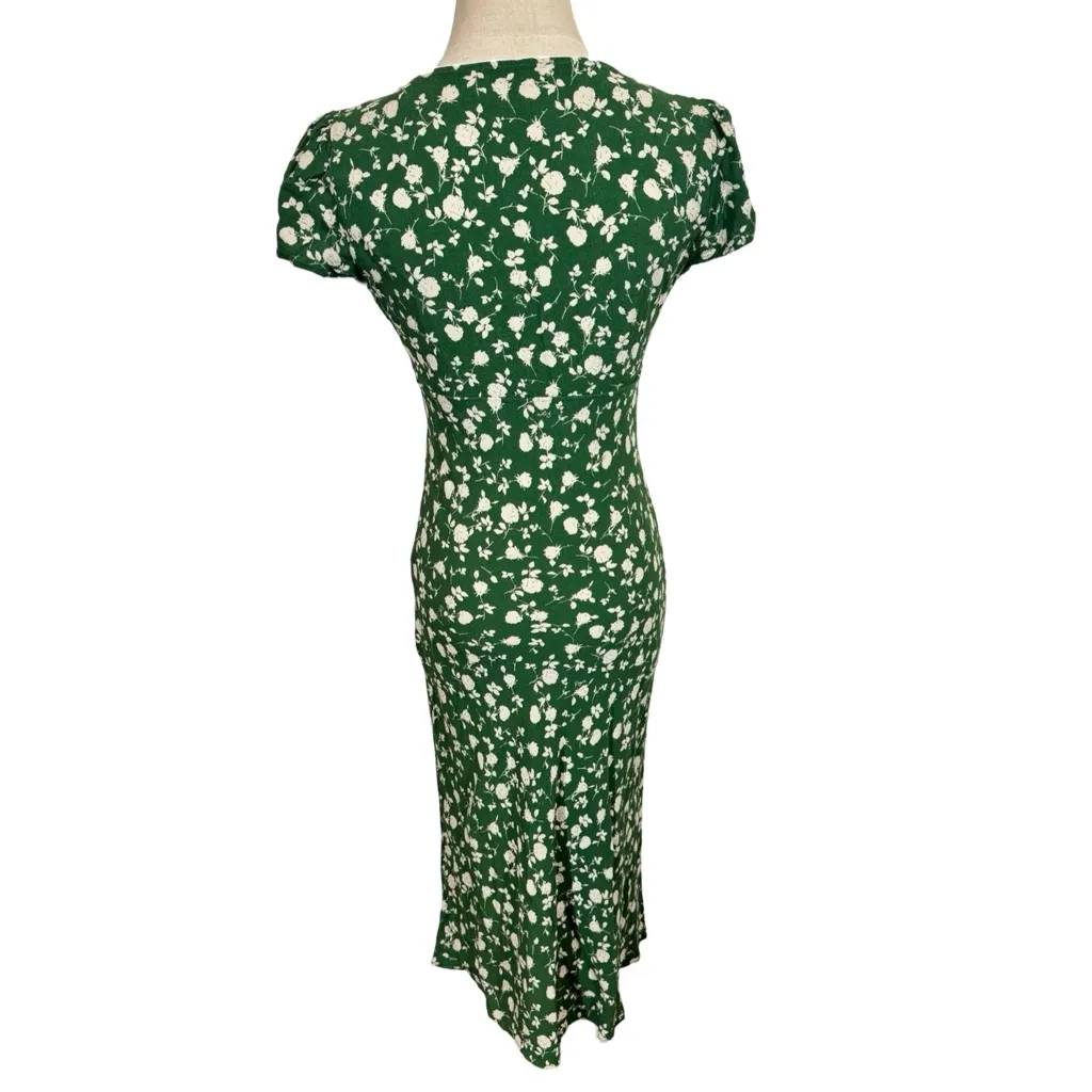 Rouje Ines Midi Dress in Green Floral size 36/US4 - Image 8