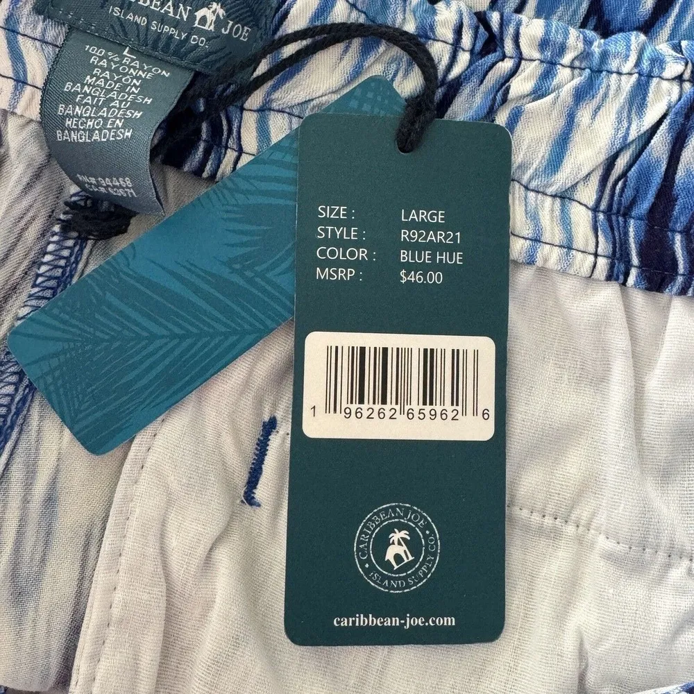 Caribbean Joe Large Shorts Abstract High-Rise Pockets Elastic Waist Blue Hue New - Image 6