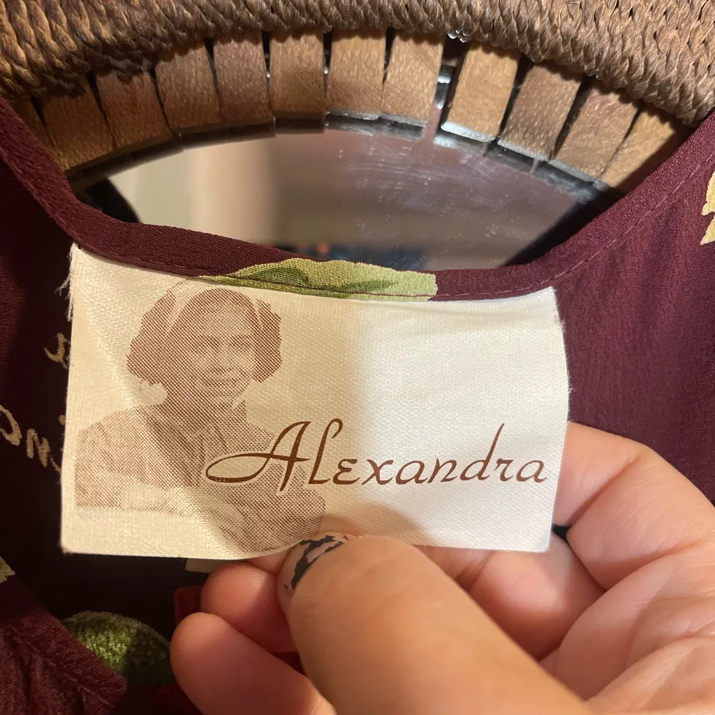 Vintage 90’s Floral Print Burgundy Mini Dress Garden Girl Cottagecore - Image 5