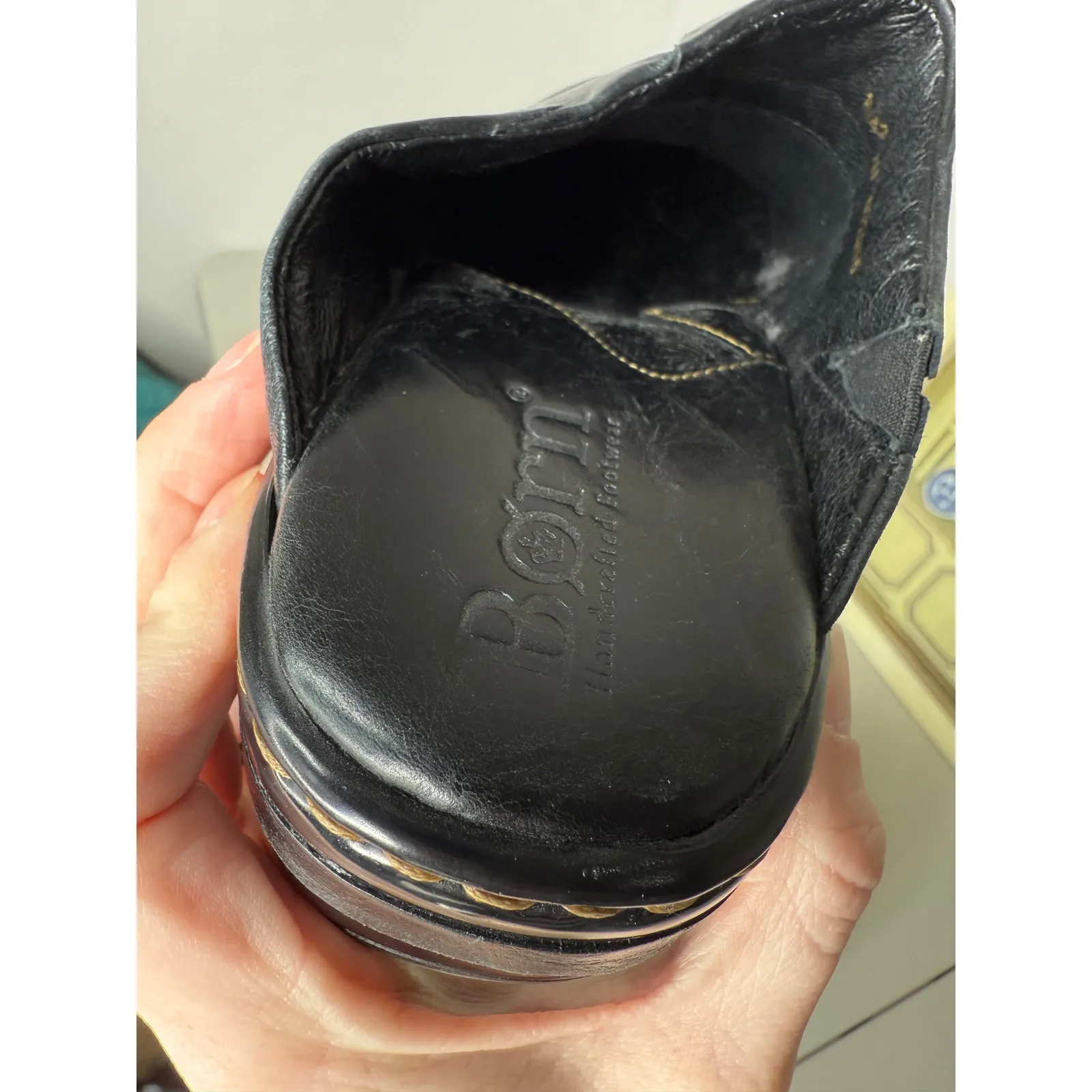 Women's Born Black Tooled Leather Y2K Boho Western Clogs Mules Heels Shoes 10/42 - Image 14