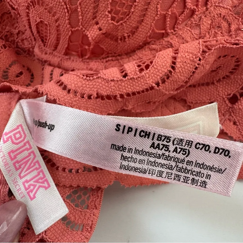 VS Pink ROSEY LACE PADDED PUSH UP BRALETTE HIGH NECK HALTER NECK BRA Size Small - Image 6