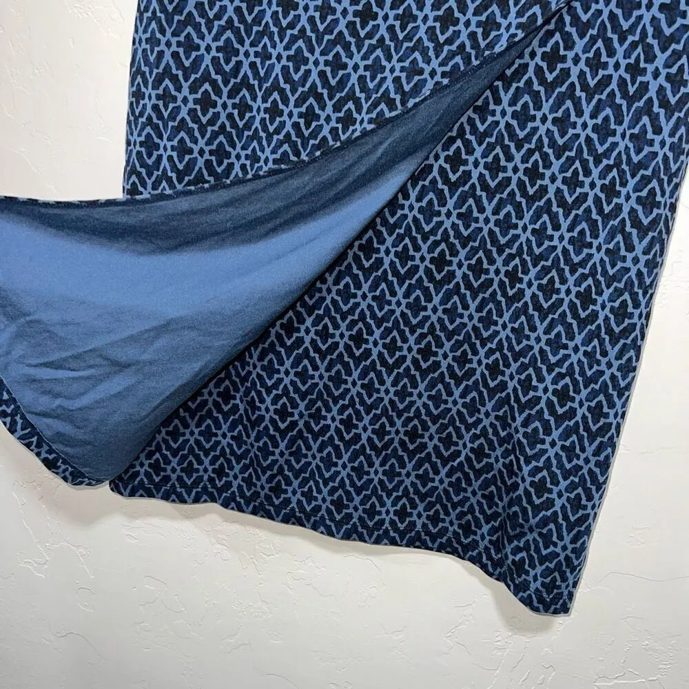 Athleta Seaside Foldover Faux Wrap Skirt Navy Geo Print Size Small Navy Blue - Image 3
