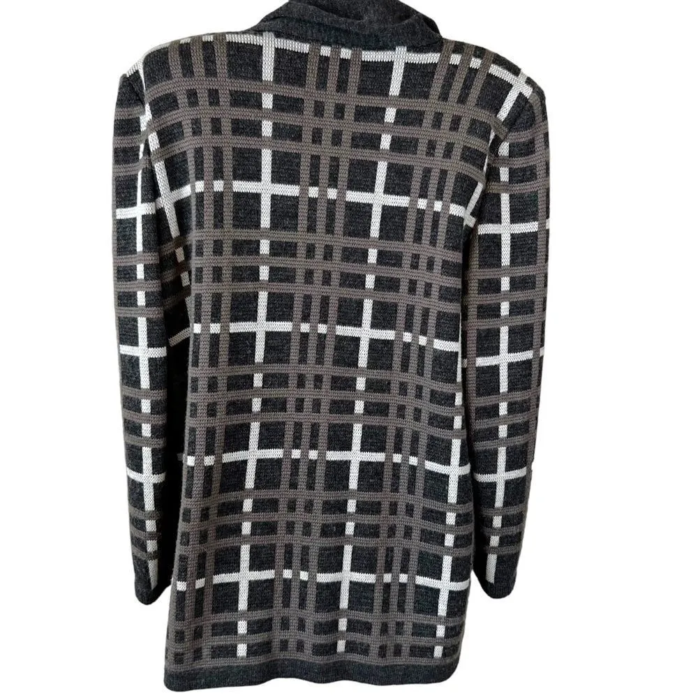 Vintage 80’s Bellino Paris knitted wool blend cardigan & pleated skirt set Gray Size 12 - Image 9