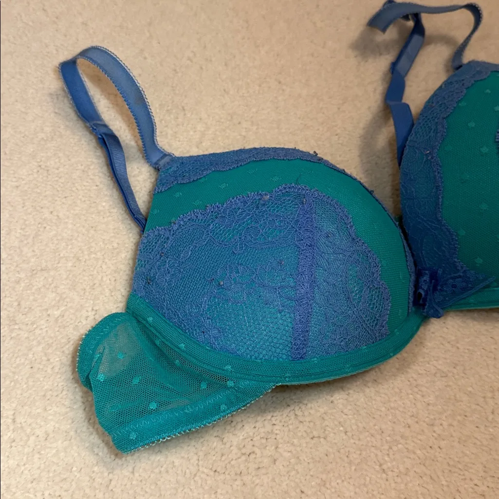 Aerie Limited Edition EMMA Blue and Teal Lace Push-up Bra - Image 3