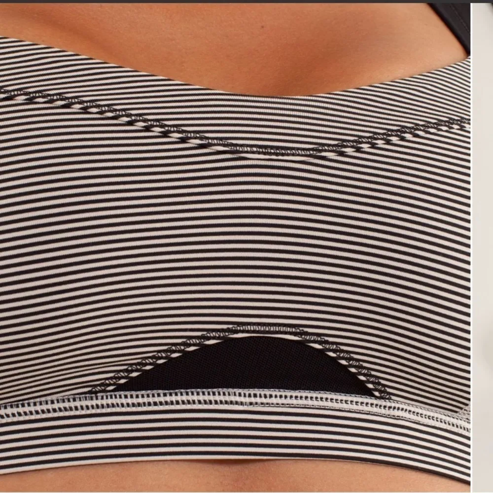 Lululemon Run Engage Bra Tonka Stripe Cashew/Black Wide Straps Athletic Size 4 - Image 4