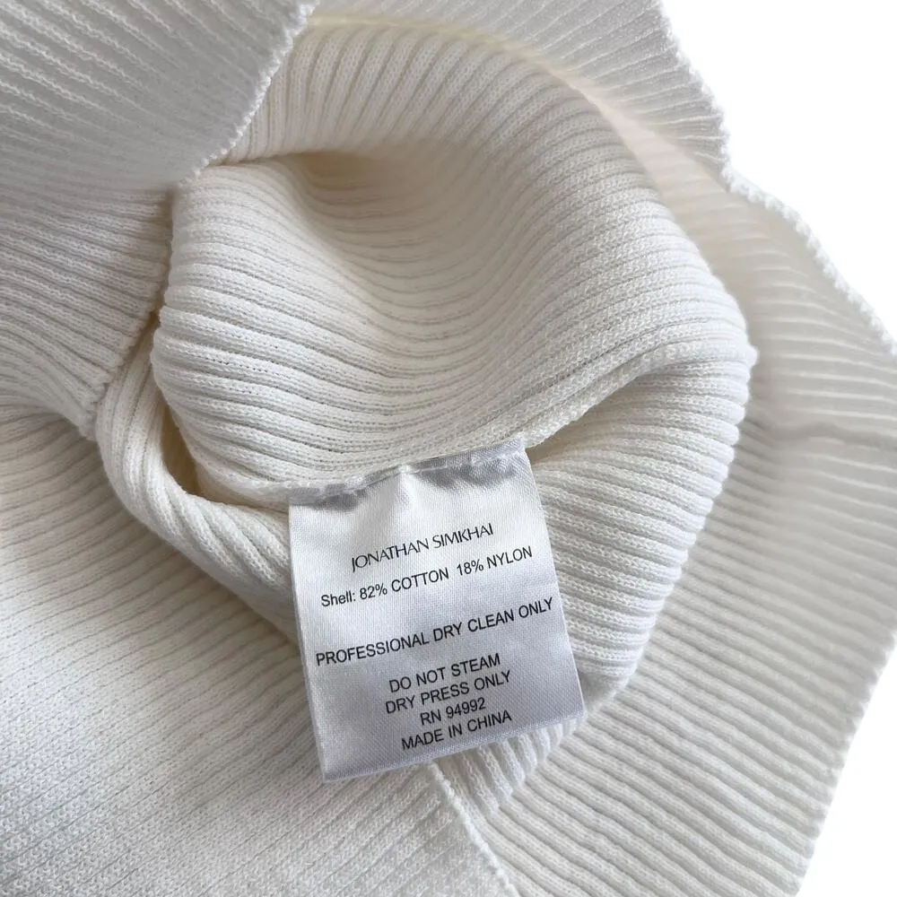 Jonathan Simkhai Veronica White Tissue Cotton Ribbed Puff Sleeve Sweater Size XS - Image 9