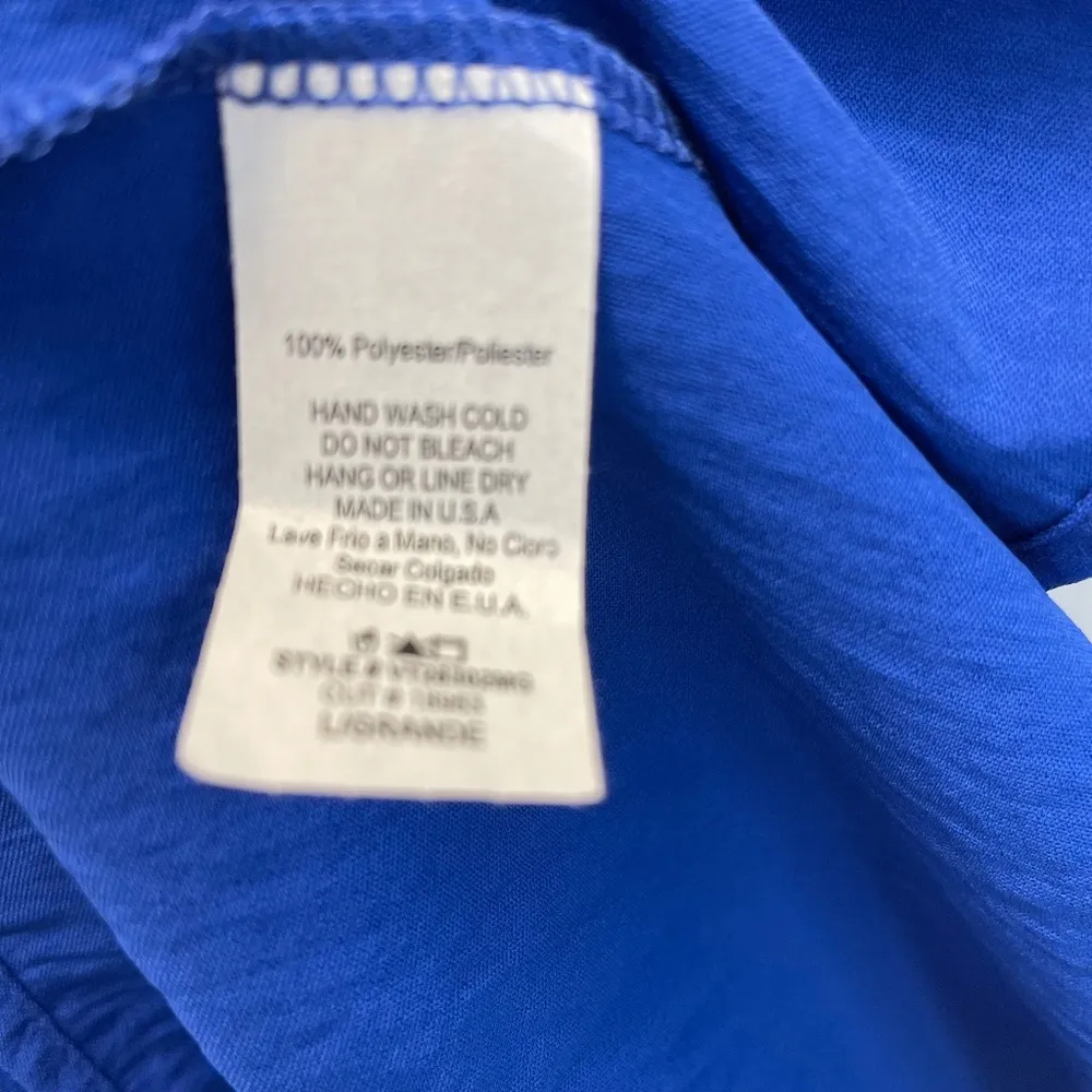 Magnolia Plunge Neck Royal Blue Peplum Blouse - Image 4