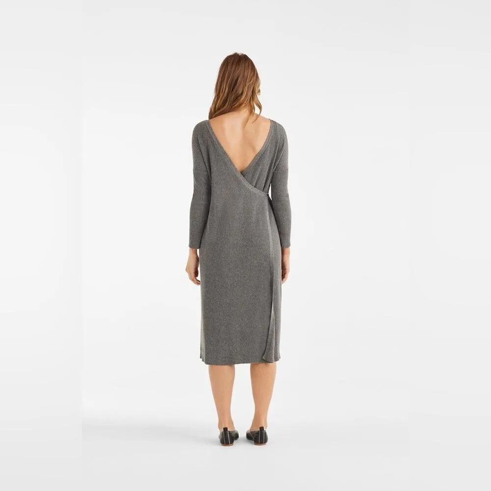 Vetta Capsule Wrap Dress Sweater Duster NEW Grey Medium Gray - Image 3