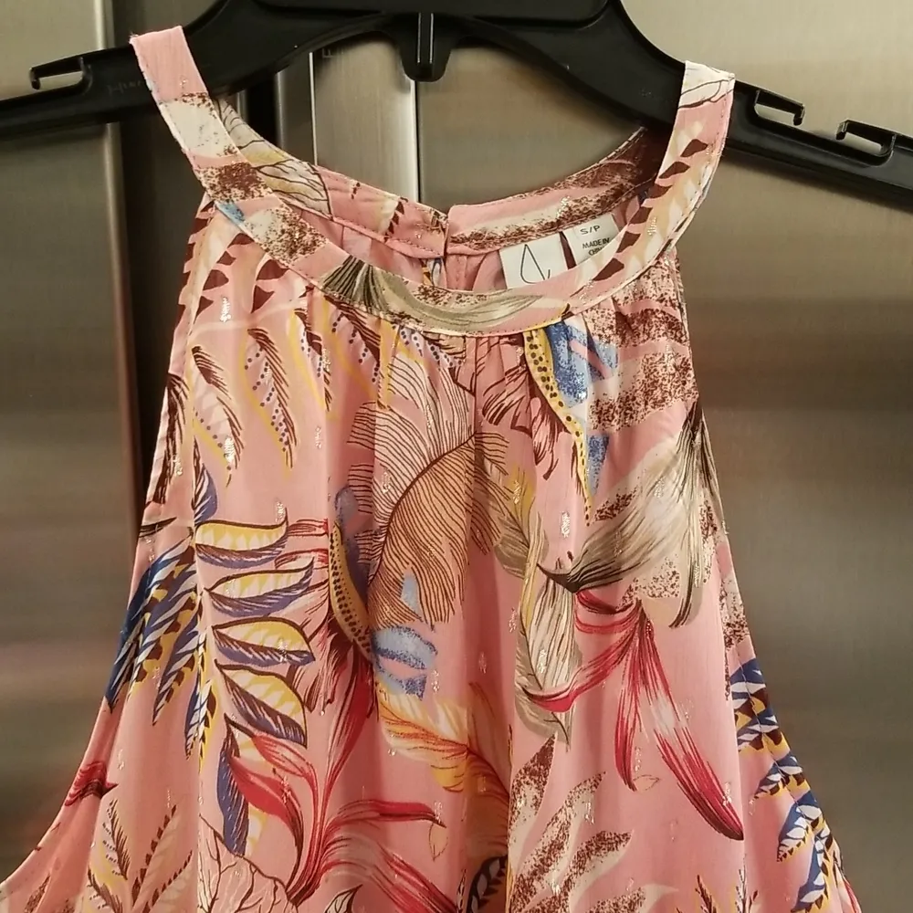 💕JOIE💕 Sleeveless Halter Blouse ~ Pink Floral Botanical Print ~ Small S NWT - Image 3