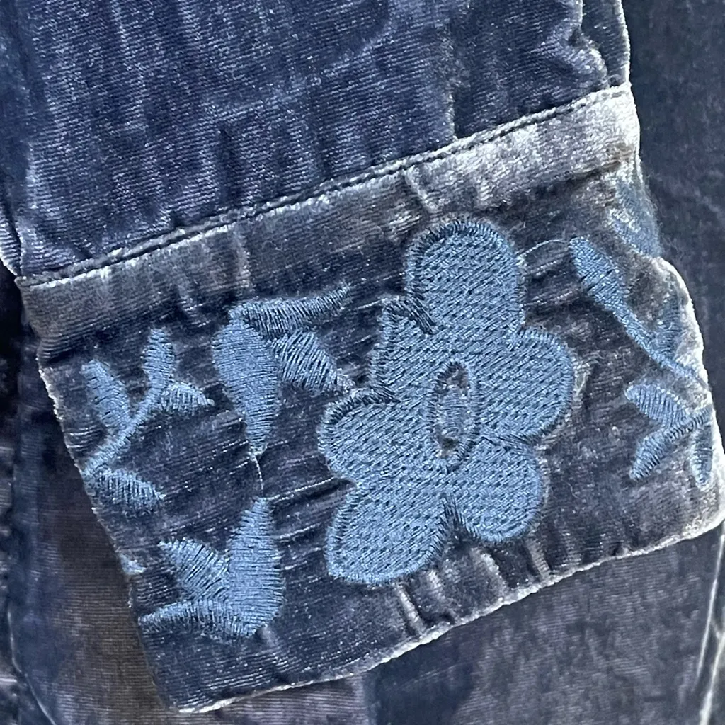 Soft Surroundings Blue Floral Embroidered Velvet Tunic - Image 4