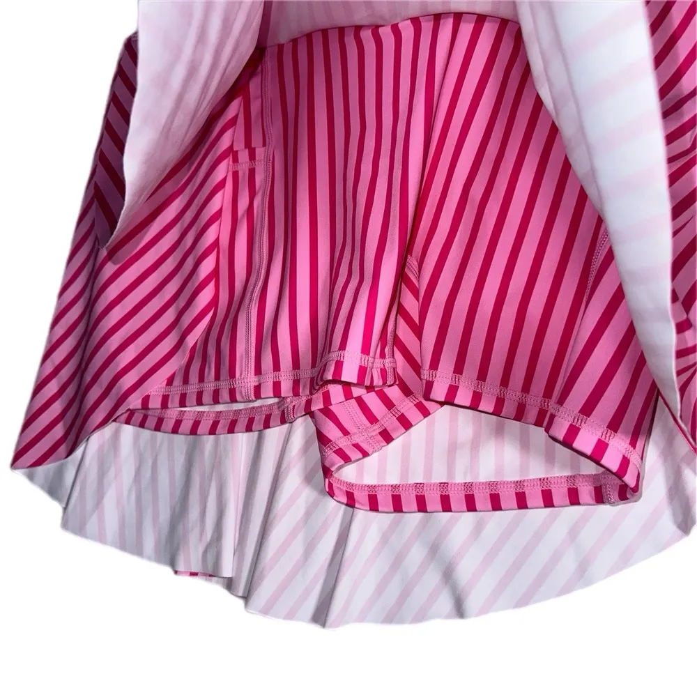 Halara Womens Pink NEW High 2-in-1 Side Pocket Striped Mini Tennis Skirt Sz L - Image 6