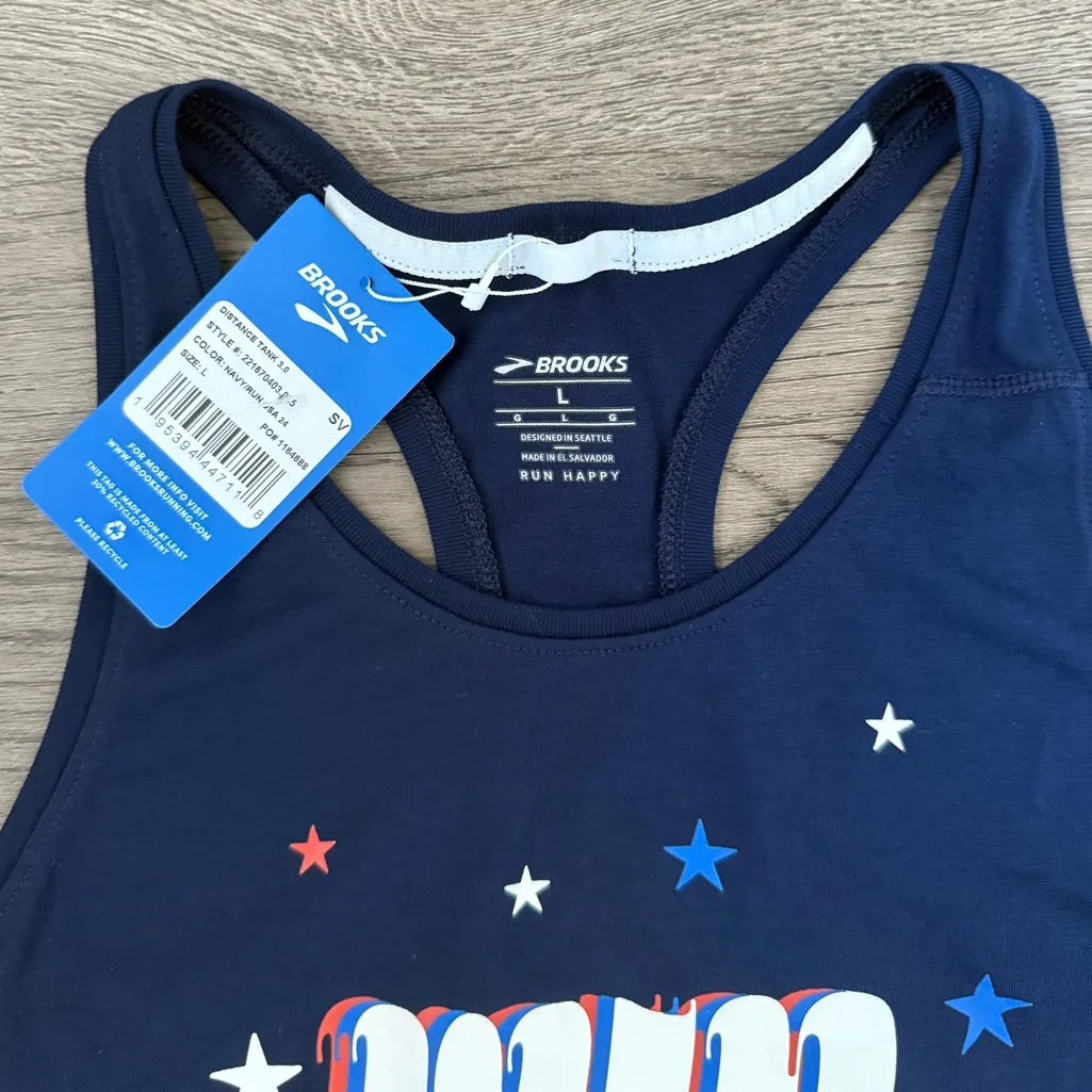 Brooks Women's Run USA Distance Tank 3.0 - Size L‎ - Navy Blue - NWT - Image 11